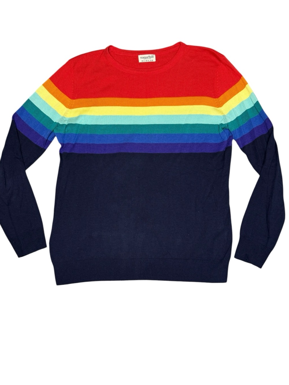 Sugarhill Brighton Rita Retro Rainbow Gradient Stripe Sweater Size 10